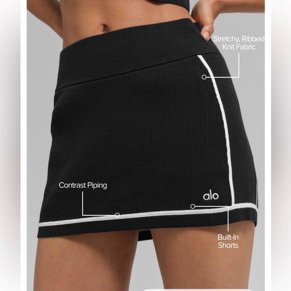 ALO Yoga Dresses & Skirts - ALO Yoga Black Skirt with White Piping